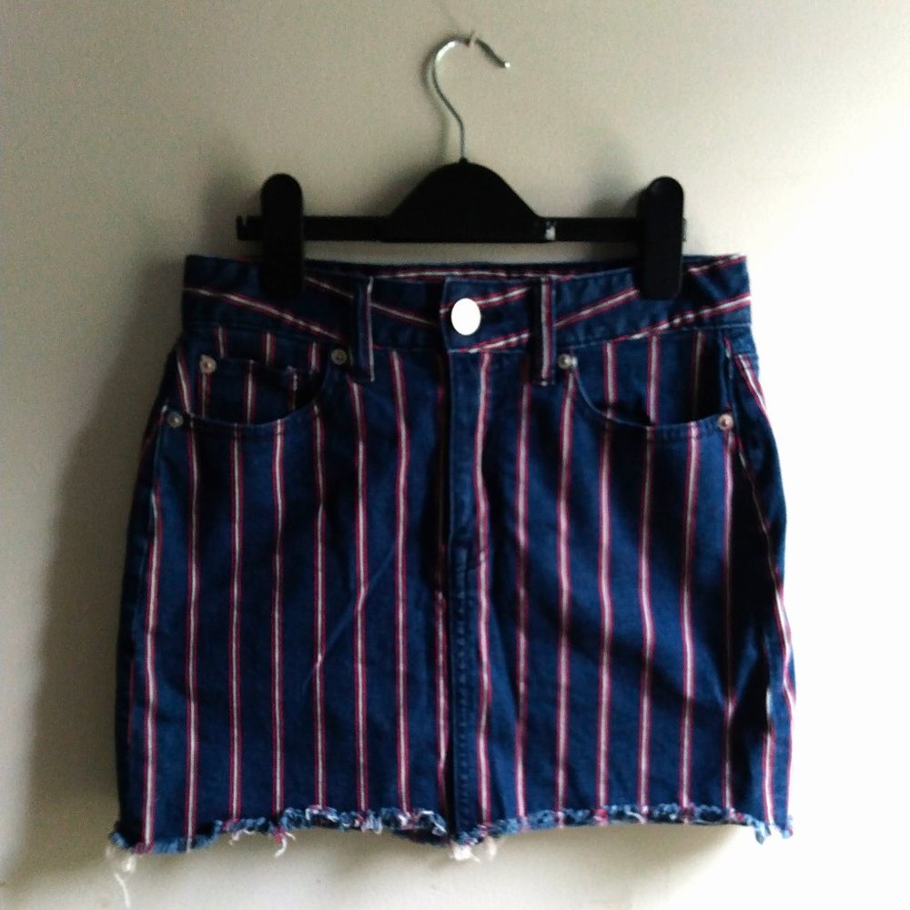 American Eagle Womens Pinstripe Jean Mini Skirt